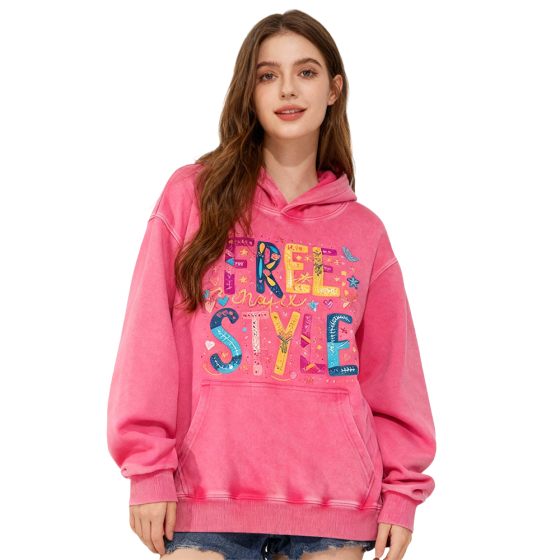 Premium Cotton Vintage Wash Hoodie with Custom Design Printing|Bohemian style|unisexpure cotton fabric|free scarf|diy